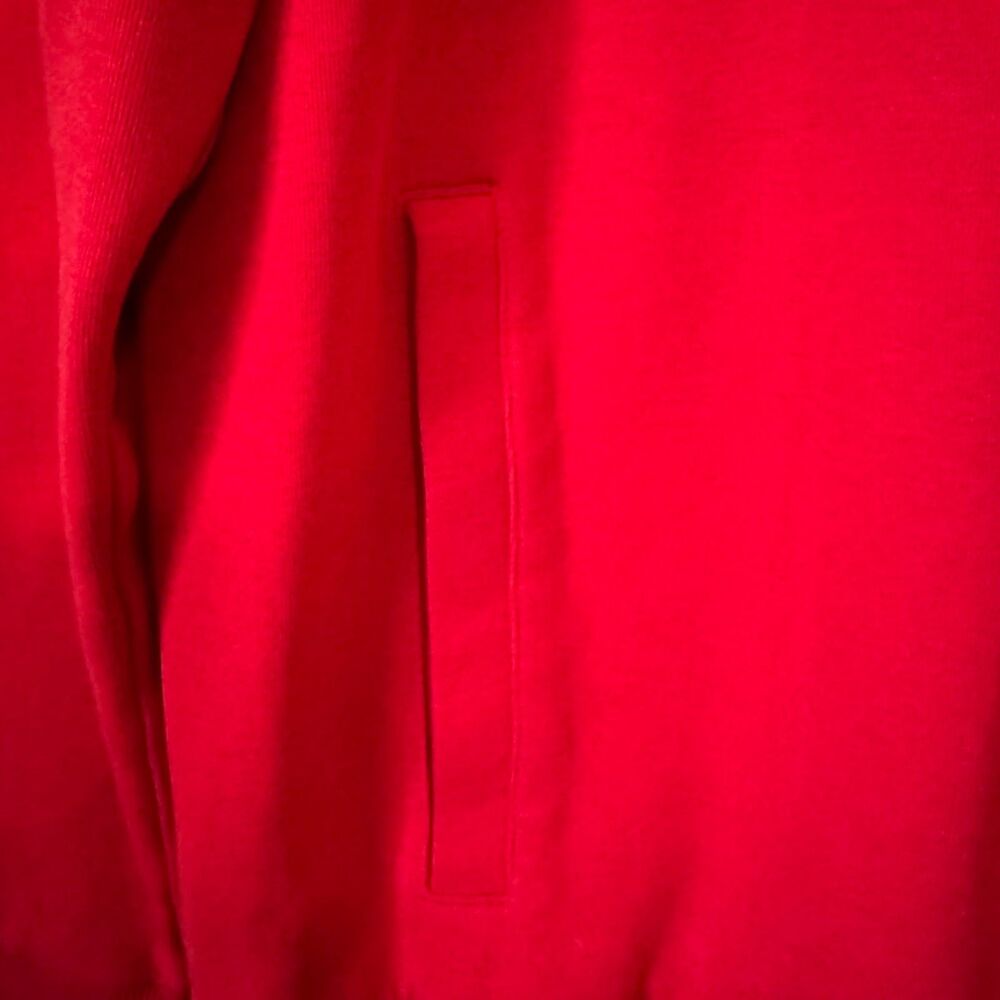Calvin Klein Large Black Red Tech Jersey Jacket w Hoodie Full Zip Activewear - Picture 8 of 12
